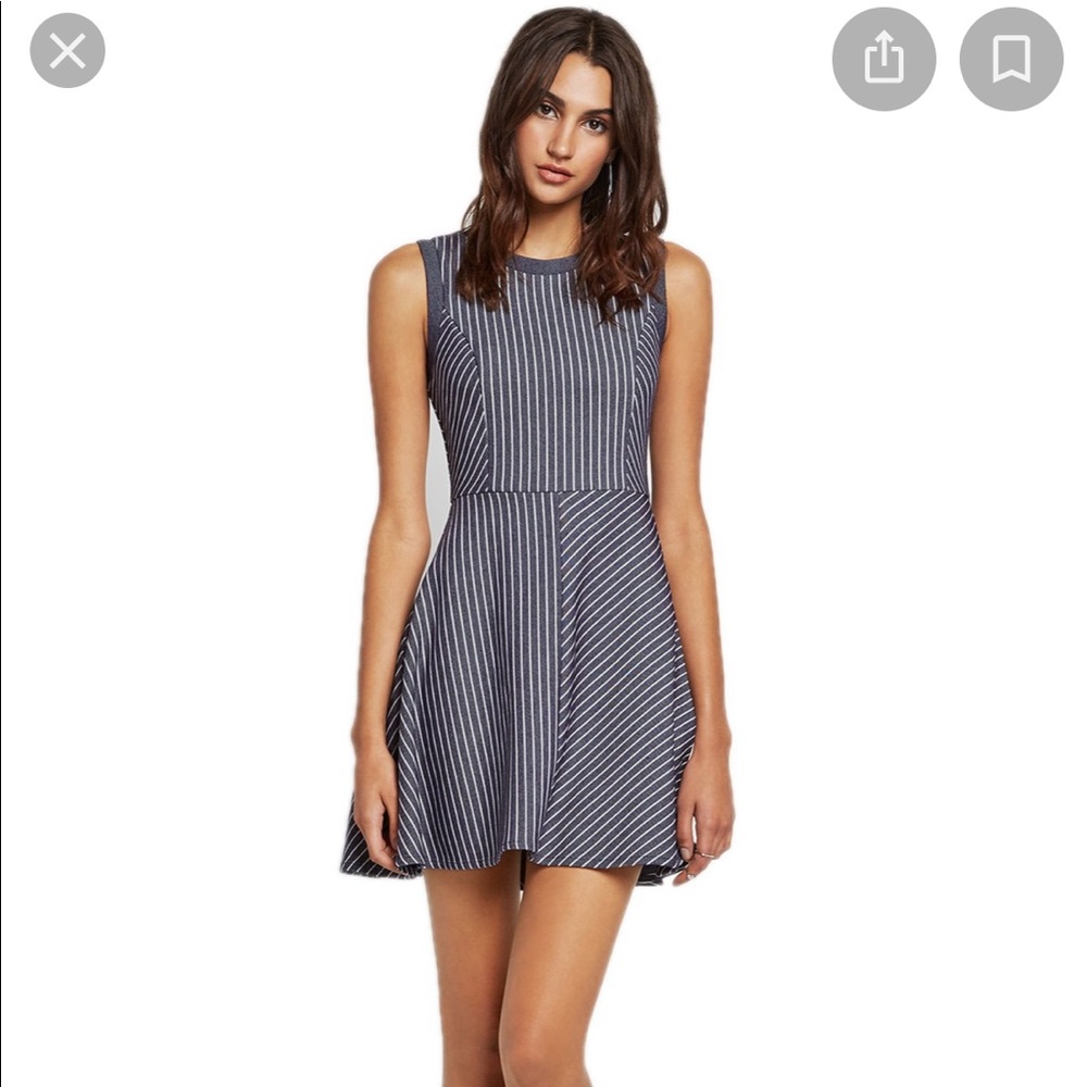 BCBG Striped Twill Fit and Flare Dress